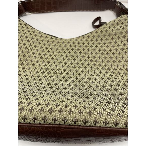 CRAZY HORSE BY LIZ CLAIBORNE SHOULDER BAG FLEUR DE LIS PATTERN EXCELLENT COND - Picture 2 of 10